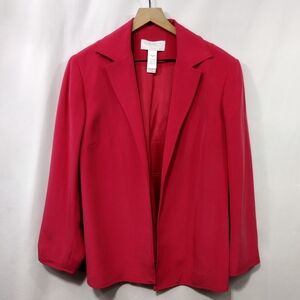 Elizabeth By Liz Clainborne 100% Silk Open Front Blazer Women's 16P Pink Office